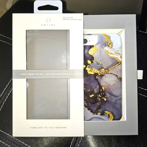 5 For $25✨️New Iphone 6,7,8 SE Marbled Black White Gold Phone Case Protector - Picture 1 of 3